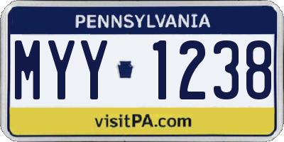 PA license plate MYY1238
