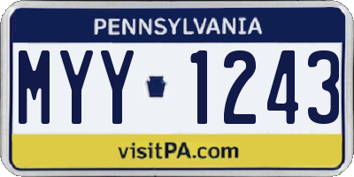 PA license plate MYY1243