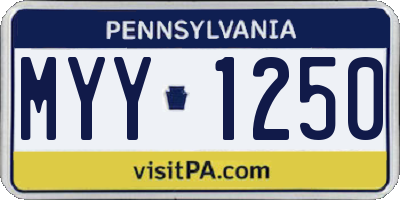 PA license plate MYY1250