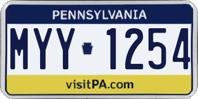 PA license plate MYY1254