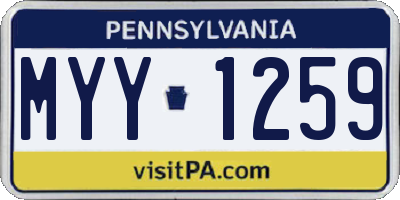 PA license plate MYY1259