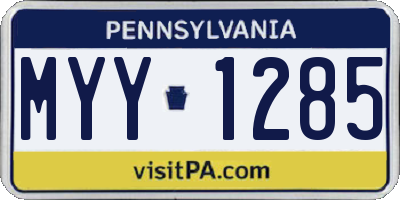 PA license plate MYY1285