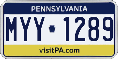 PA license plate MYY1289