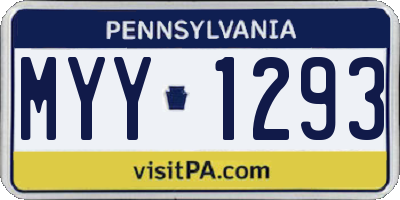 PA license plate MYY1293