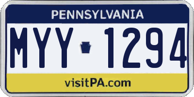 PA license plate MYY1294