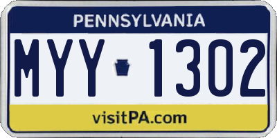 PA license plate MYY1302