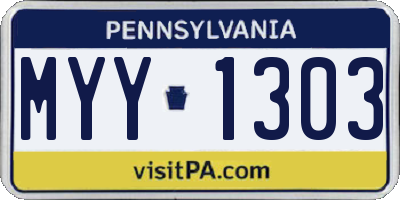 PA license plate MYY1303