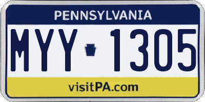 PA license plate MYY1305