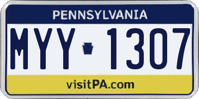 PA license plate MYY1307