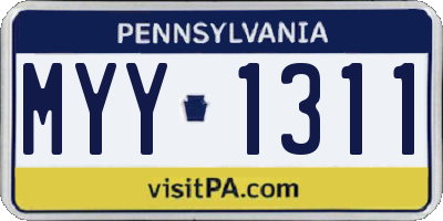 PA license plate MYY1311