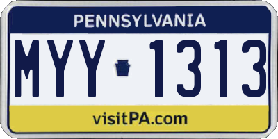 PA license plate MYY1313
