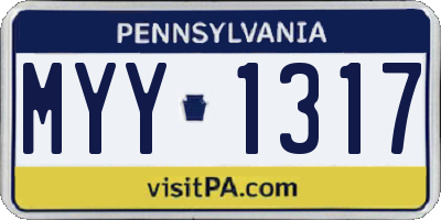 PA license plate MYY1317