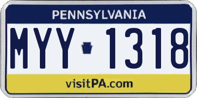 PA license plate MYY1318