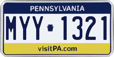 PA license plate MYY1321