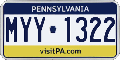 PA license plate MYY1322