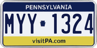 PA license plate MYY1324