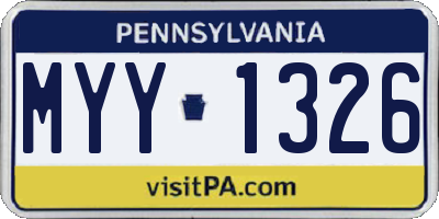 PA license plate MYY1326