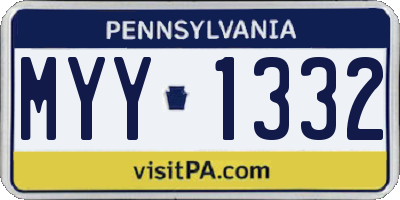PA license plate MYY1332