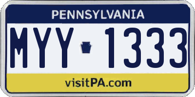 PA license plate MYY1333