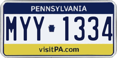 PA license plate MYY1334