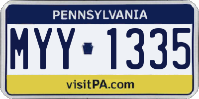 PA license plate MYY1335