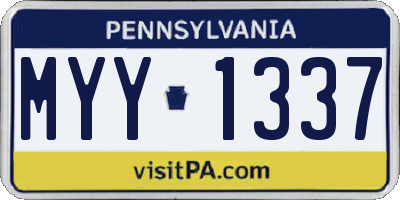 PA license plate MYY1337