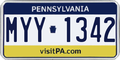 PA license plate MYY1342