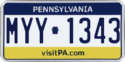 PA license plate MYY1343