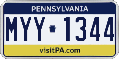 PA license plate MYY1344