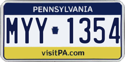 PA license plate MYY1354