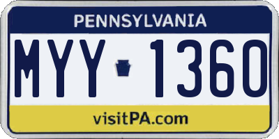 PA license plate MYY1360