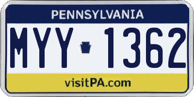 PA license plate MYY1362
