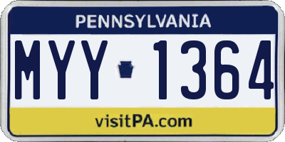 PA license plate MYY1364