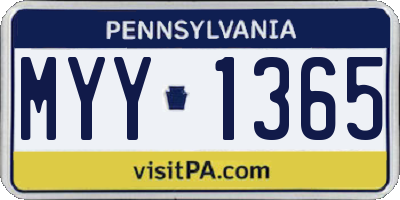 PA license plate MYY1365