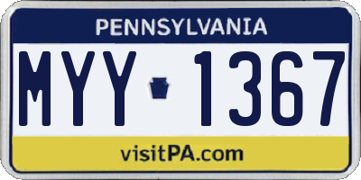 PA license plate MYY1367