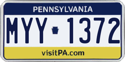 PA license plate MYY1372