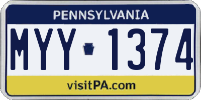 PA license plate MYY1374