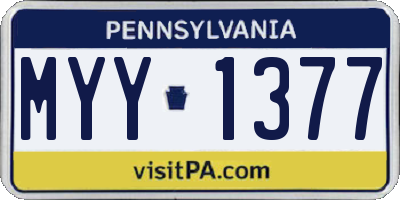 PA license plate MYY1377