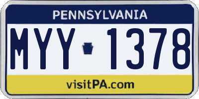 PA license plate MYY1378