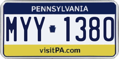 PA license plate MYY1380