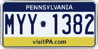 PA license plate MYY1382