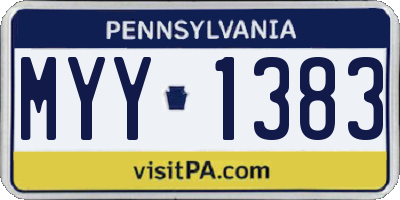 PA license plate MYY1383