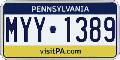 PA license plate MYY1389