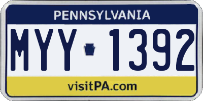 PA license plate MYY1392