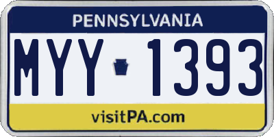 PA license plate MYY1393