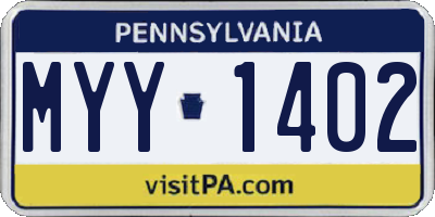 PA license plate MYY1402