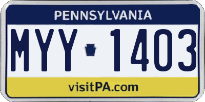 PA license plate MYY1403