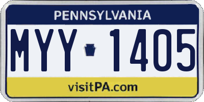 PA license plate MYY1405
