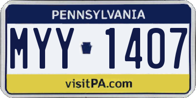 PA license plate MYY1407