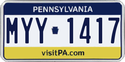 PA license plate MYY1417